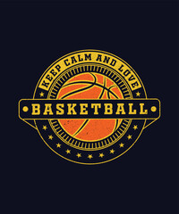Basketball t-shirt design, Quote Keep calm and love basketball.