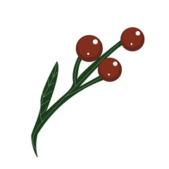 Winter twig with red cranberries.