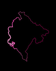 Vector isolated illustration of Montenegro map with neon effect.