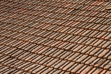 Old red slates on top of a roof