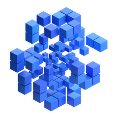 Blue cubes, 3d render	