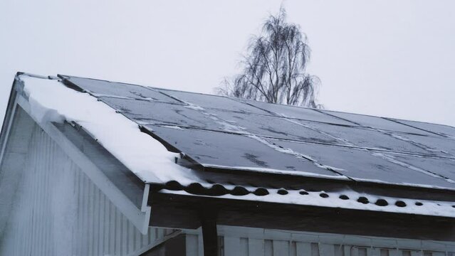 Snow drifting over solar panels