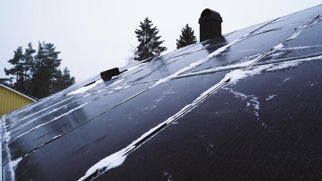 Snow drifting over solar panels