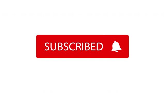 Animated reveal of a red subscribe-subscribed button with the bell and hand-mouse pointer click