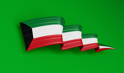 Kuwait flag wavy abstract background. 3d illustration