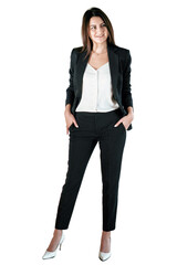 A woman in a business suit is a manager and a businesswoman, isolated transparent background.