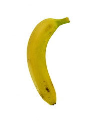 Yellow Banana Isolated on white, vertical position.