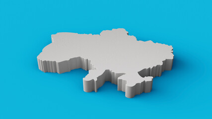 Map of Ukraine in Europe on blue background 3d illustration