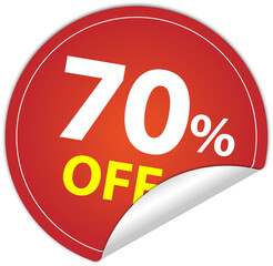 Sticker round 70 percent discount off, 70%