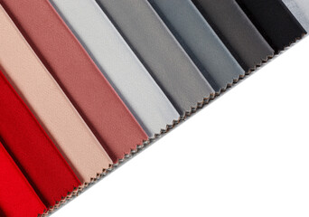 Different samples of velvet fabric