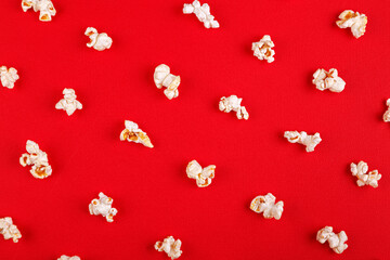 popcorn macro on a red background
