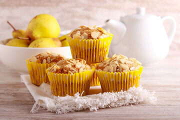 Pear and almond cakes, served