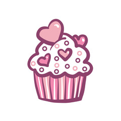 pink cupcake isolated on white background