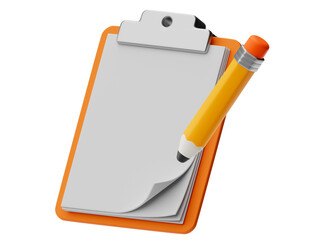 3d icon with clipboard with pen