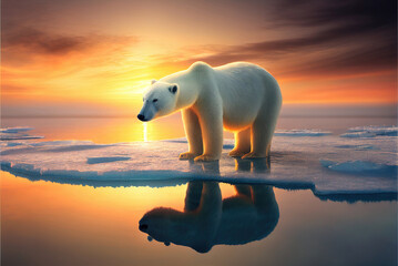 Obraz na płótnie Canvas Polar bear in its natural ice habitat, the Arctic wilderness, generative ai