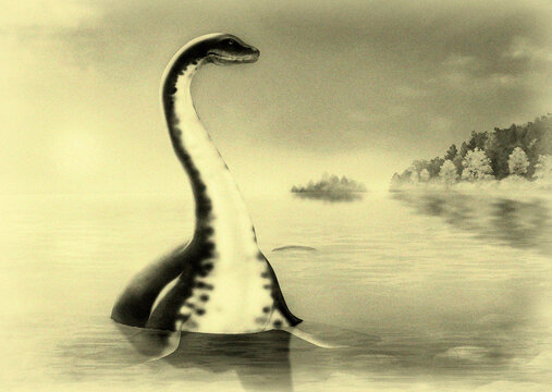 Loch Ness monster that came out of the water, a picture from the newspaper.