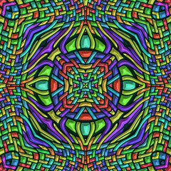3d effect - abstract colorful kaleidoscopic geometric pattern