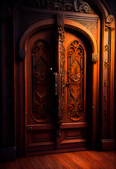 Beautiful Wooden Door. Generative AI.