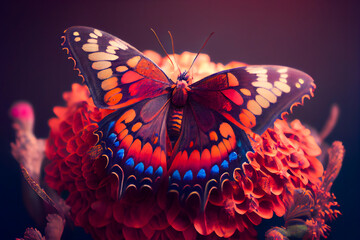 Beautiful butterfly on a flower.  Generative AI