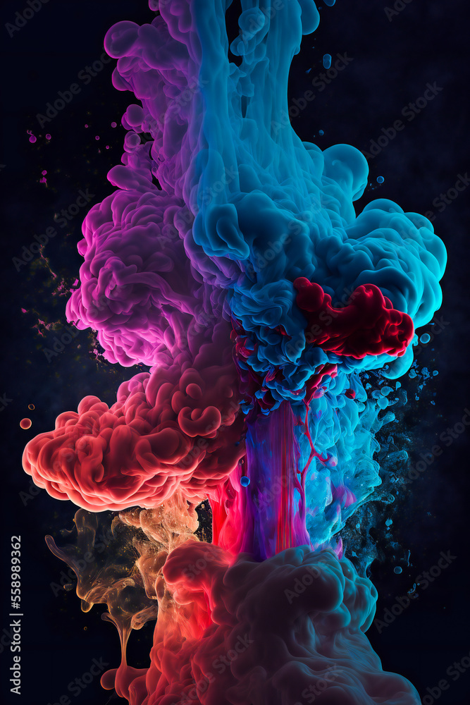 Wall mural colored paint splashes background. image created with generative ai technology.