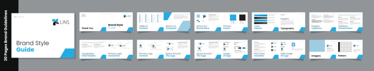 Brand Manual Style Guide. Horizontal Corporate Agency Brand Book Presentation
