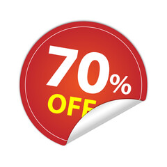 Sticker round 70 percent discount off, 70% PNG