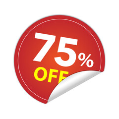 Sticker round 75 percent discount off, 75% PNG