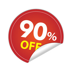 Sticker round 90 percent discount off, 90% PNG