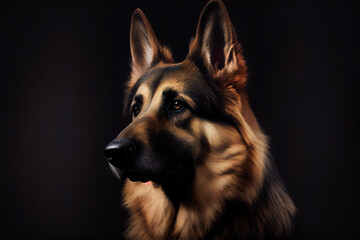 Purebred German Shepherd Dog.  Generative AI.