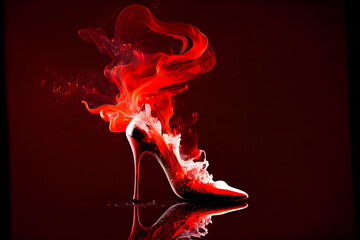 Red high heel shoes.  Generative AI.