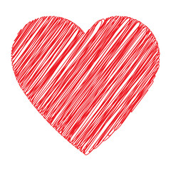 Hand drawn red heart. Scribble heart vector. 