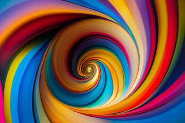 Hypnotic Multicolored Spiral Background.  Rainbow Swirl. Generative AI.