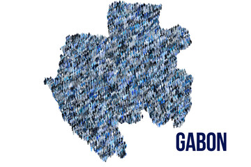 The map of the Gabon made of pictograms of people or stickman figures. The concept of population, sociocultural system, society, people, national community of the state. illustration.