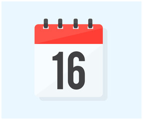 The sixteenth day of the month with date 16 logo design. Time management and planning concept. Calendar icon flat day 16. Reminder symbol. Event schedule date. Schedule planning. Meeting appointment.
