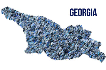 The map of the Georgia made of pictograms of people or stickman figures. The concept of population, sociocultural system, society, people, national community of the state. illustration.