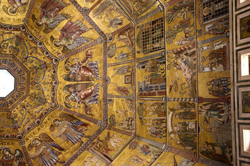 Fototapeta na wymiar Florence, Italy. Mosaic fragment of the Baptistery vault (UNESCO), 1270 - 1300