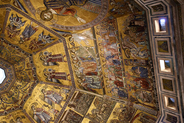 Fototapeta na wymiar Florence, Italy. Fragment of the mosaic of the vault of the Baptistery of San Giovanni (UNESCO list), 1270 - 1300