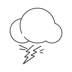 Cloud and lightning bolt vector sketch icon isolated on background