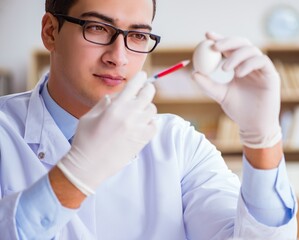 Scientist working on organic fruits and vegetables