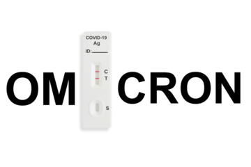 Rapid antigen test kit with positive result during swab COVID 19 testing. Covid 19 omicron variant outbreak around the world. PNG file with transparent background