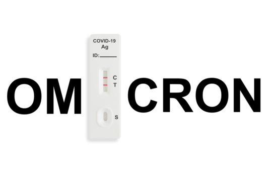 Rapid antigen test kit with positive result during swab COVID 19 testing. Covid 19 omicron variant outbreak around the world. PNG file with transparent background