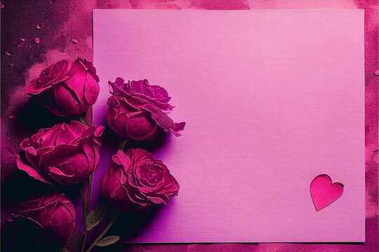 Magenta floral background asset, flower petals romance, space for text, generated ai art