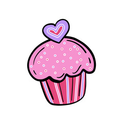 pink cupcake isolated on white