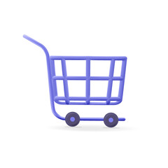 3d vector cartoon render Online shopping cart icon design illustration