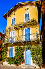 old town and port of Mandello del Lario in italy
