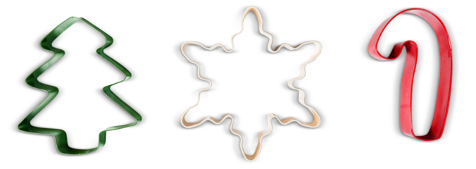Three Cookie Cutters Isolated from Background