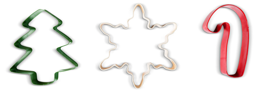 Three Cookie Cutters Isolated from Background