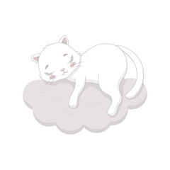 Cute cat sleeping on a cloud
