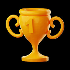 Game gold winner cup icon 3d rendering on isolated background
