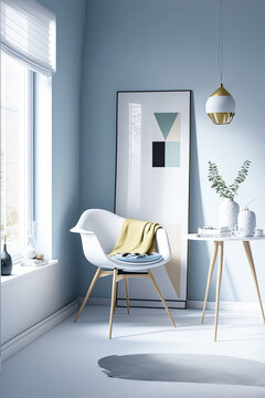 Scandinavian interior design, vertical. Generative AI